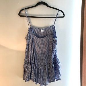 Gingham peplum tank top